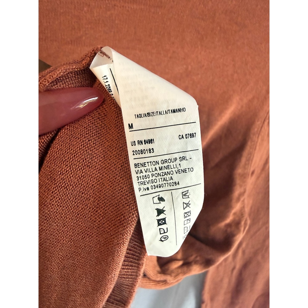 Stile Benetton Cashmere Blend Sweater Terracotta Orange Knit Top Size M - Picture 3 of 5